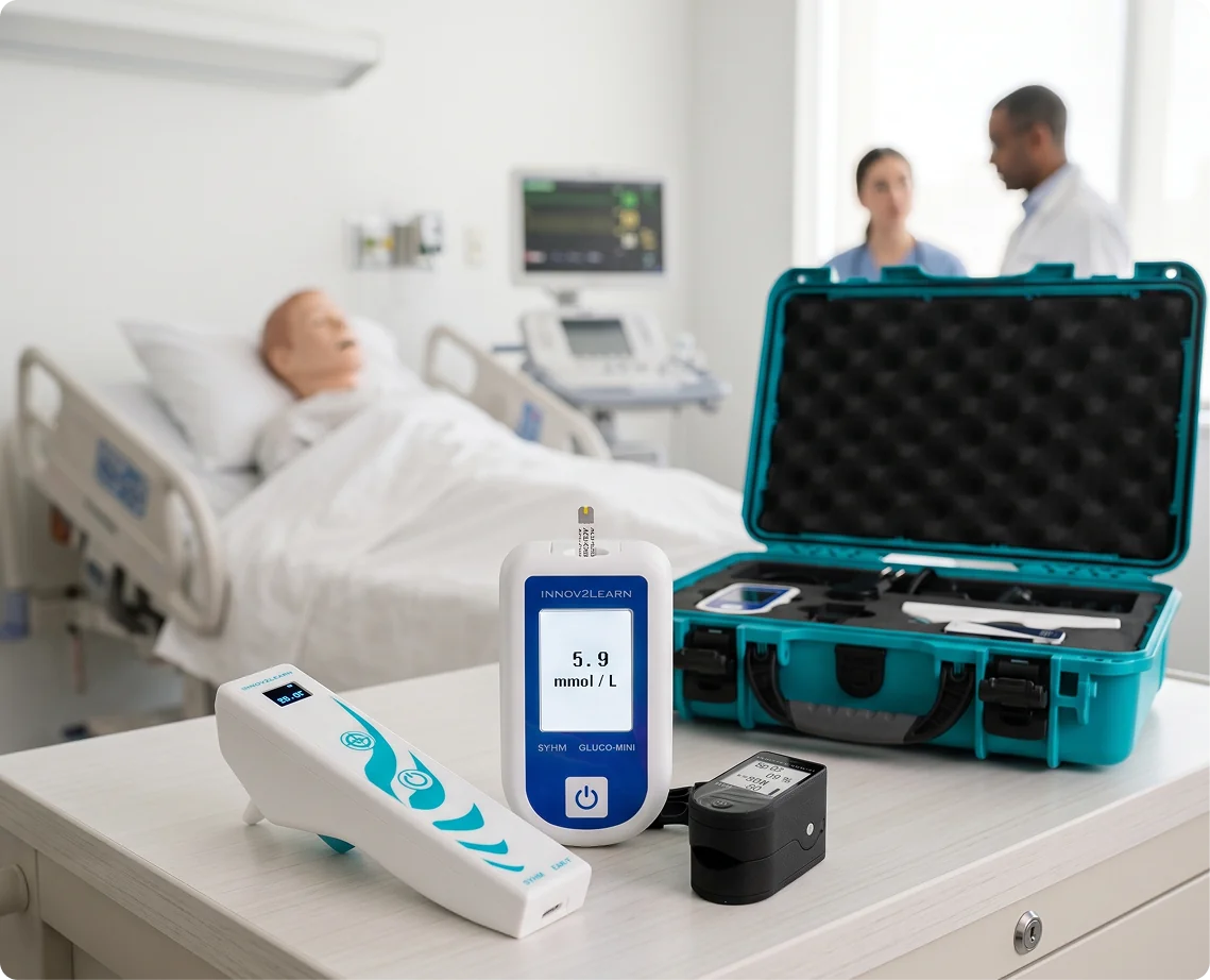 EURO KIT simulation devices on a table in a clinical training room